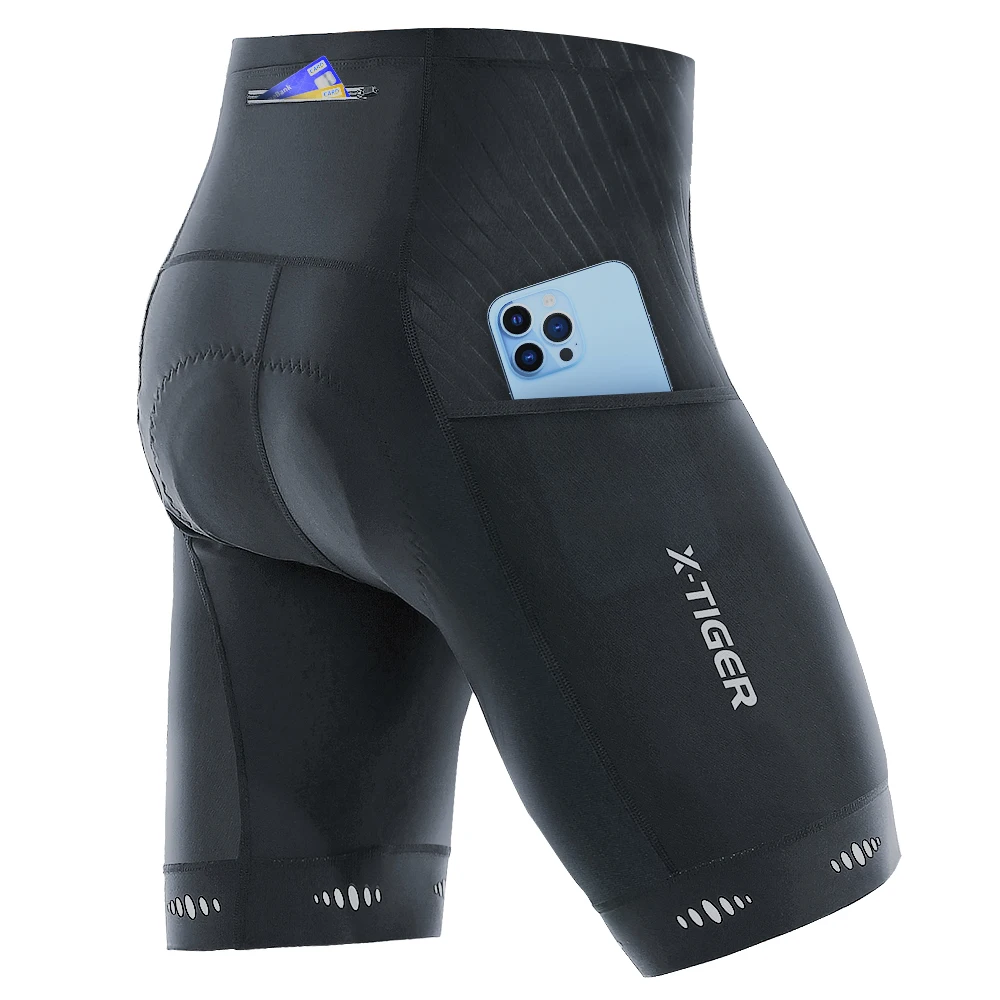 X-TIGER Men Cycling Shorts With Back Pocket 5D Gel Padded Biking Riding Half Pants Tights Bike Shorts for Men Mountain Road