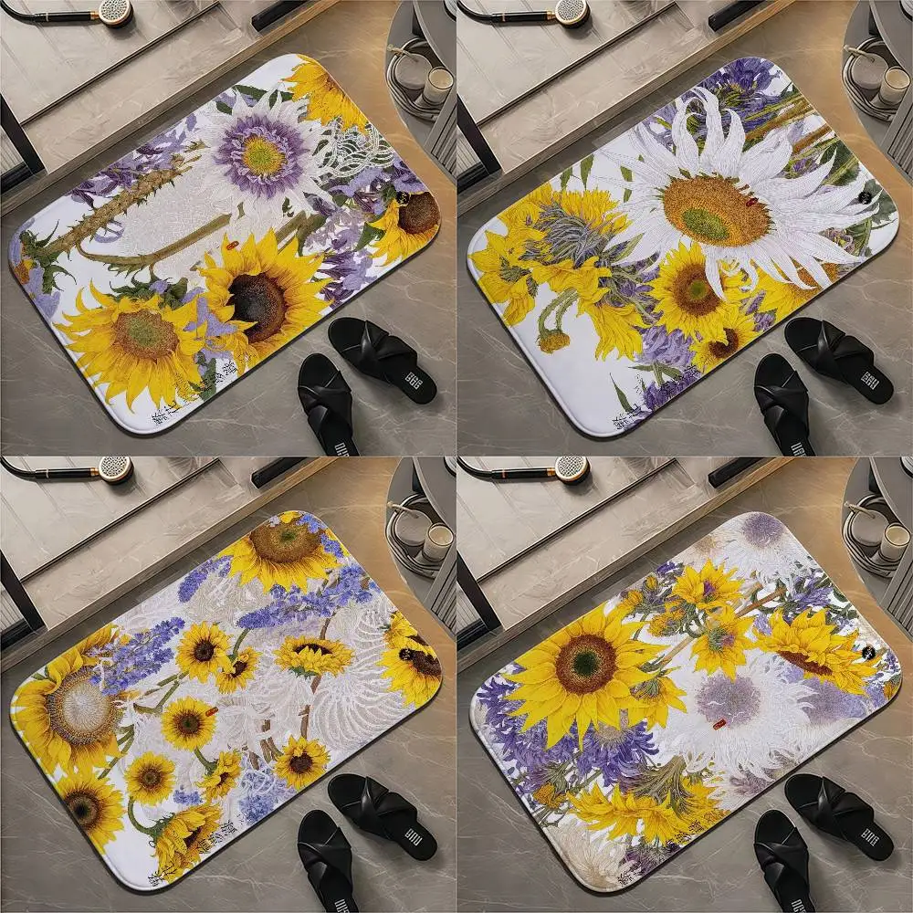

Picture Sunflower Floor Mat Printed Large Carpets Room And Bedroom Carpets Bathroom Anti Slip Door MATS Small Carpets