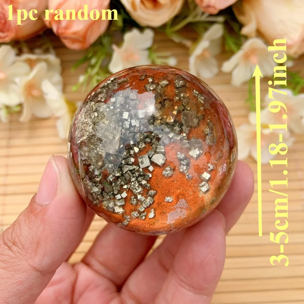 Artificial Garden Quartz Sphere with Pyrite, Crystal Quartz Ball, Desk Ornament, Perfect Gifts for Graduation, Mother's Day