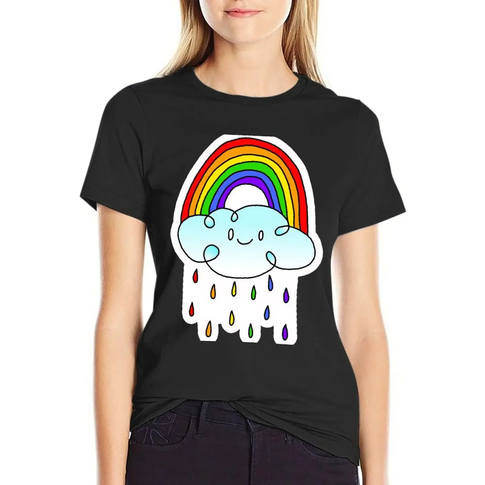 

Rain-Bow T-Shirt korean fashion new edition quick drying rock and roll t shirts for Women