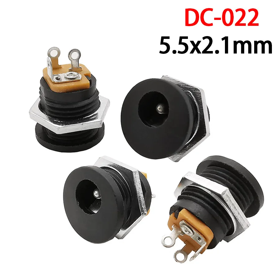 DC-022 5.5x2.1mm gniazdo żeńskie zasilania prądu stałego gniazdo wtyczka DC nakrętka śruby interfejs złącze gniazda montażowego DC022 5.5*2.1