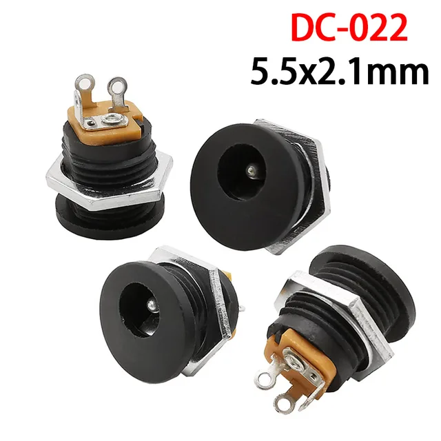 DC-022 5.5x2.1mm gniazdo żeńskie zasilania prądu stałego gniazdo wtyczka DC nakrętka śruby interfejs złącze gniazda montażowego DC022 5.5*2.1