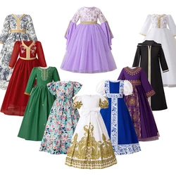 Muslim Ramadan Party Dress for Girls Casual Prayers Flower Girl Dresses Birthday Robe Arab Dubai Child Eid Party Enfant Costumes