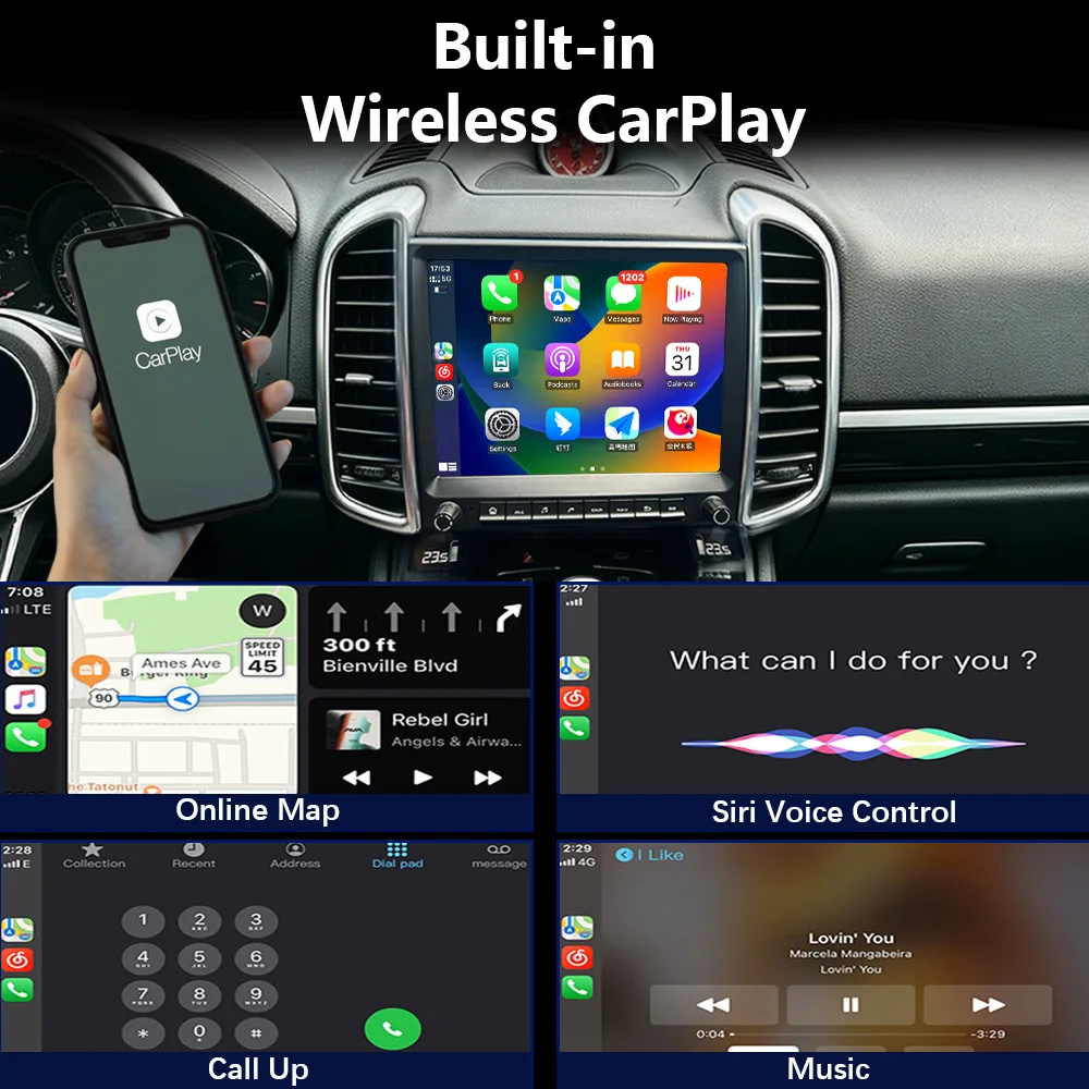 CHSTEK Android 14 Car Stereo For Porsche Cayenne 958 92A 2011-2017 Wireless CarPlay Android Auto GPS Bluetooth Car Radio RDS DSP