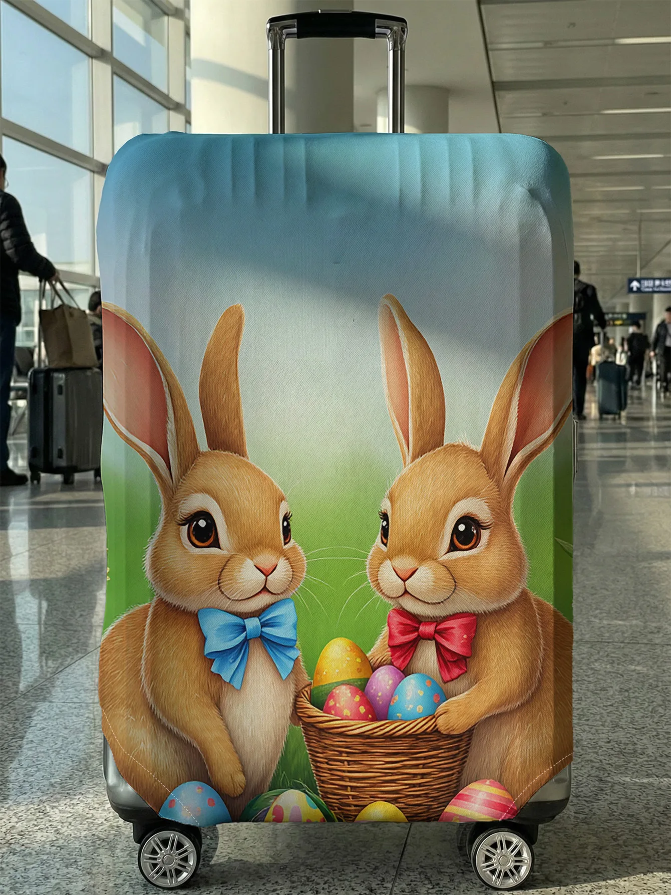 

Чехол для багажа с принтом пасхальных кроликов и яиц, подходит для чемоданов 18-32 дюймов, чехол на ручку чемодана, дорожные аксессуары