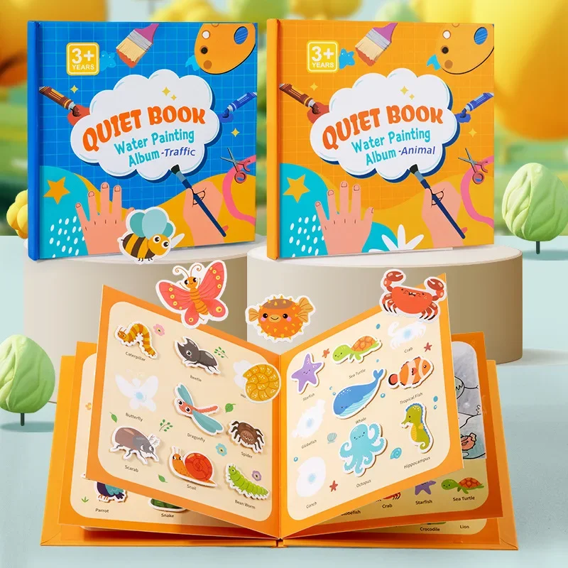 Water Painting Graffiti Quiet Paste Book Animal Traffic Cognition Repeated Graffiti Water Painting Card Kids Early Education Toy