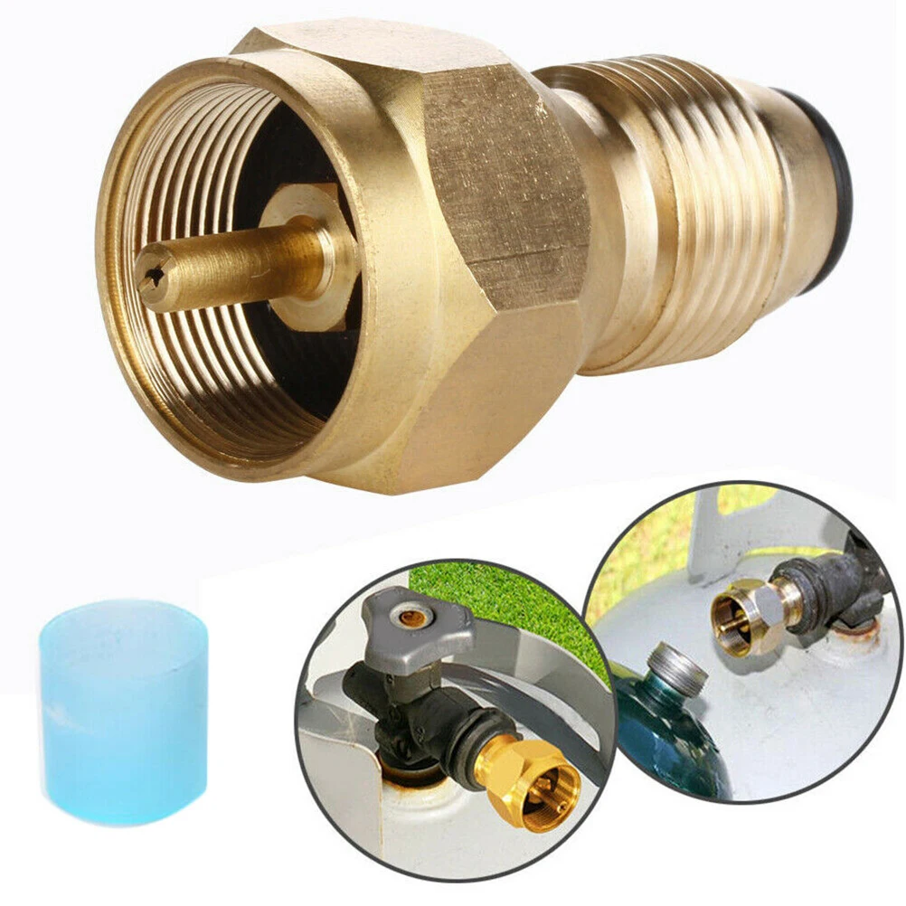 

2Pcs Propane Tank Adapter Cylinder Conversion Head Joint Refill Golden Brass Transfer BBQ Grilling Camping Tailgating Gas