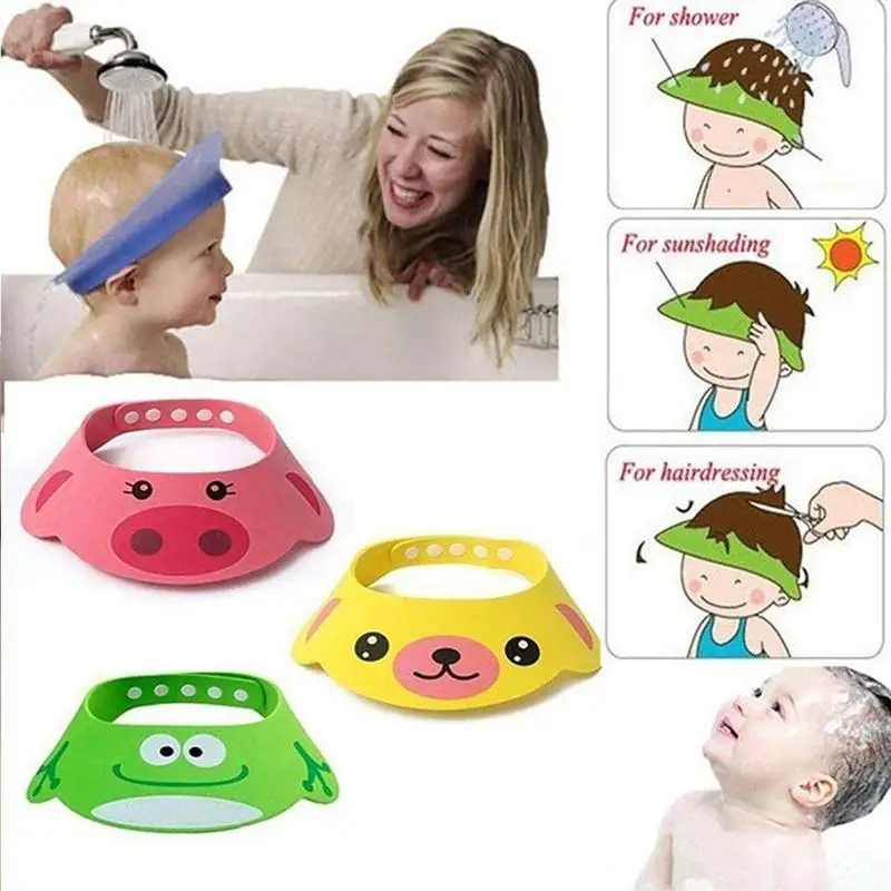 Baby Shower Soft Cap Adjustable Hair Wash Hat For Kids Ear Protection Safe Children Shampoo Bathing Shower Protect Head Cover