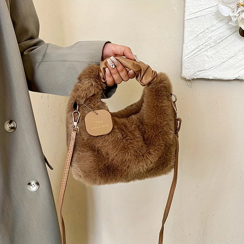 

Осенние и зимние плюшевые сумки, модные сумки через плечо, универсальные сумки через плечо на одно плечо.