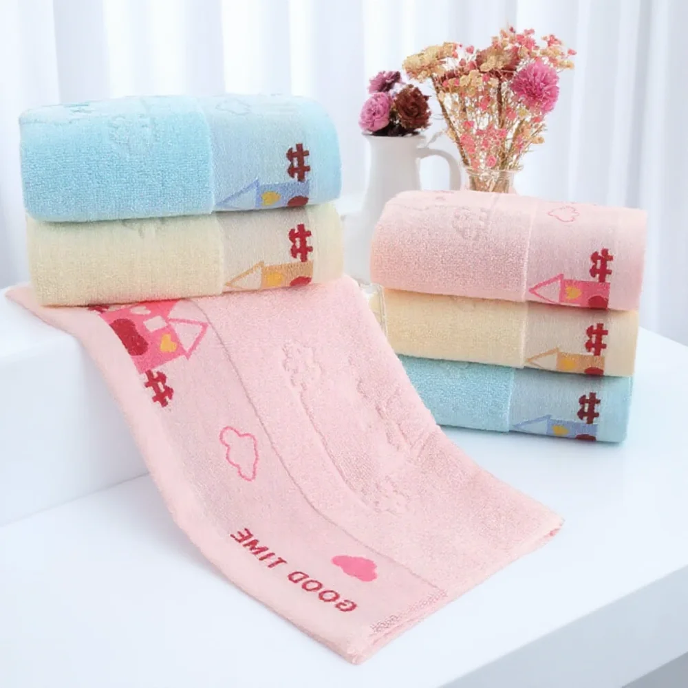 

Pure Cotton Children's Towel 25x50cm Soft Absorbent Baby Face Wash Towel for Kids School Home Use