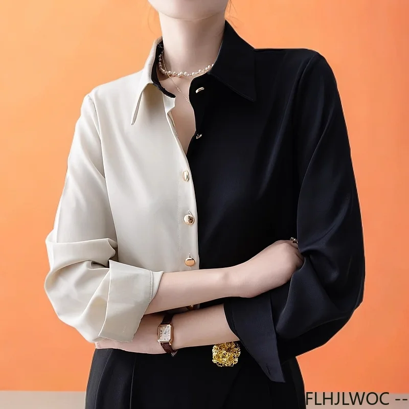 Elegante Office Lady Basic Shirts 2025, Franse stijl, ontwerp, lente, lange mouwen, mode, retro, vintage knop, borduurwerk, tops, blouse