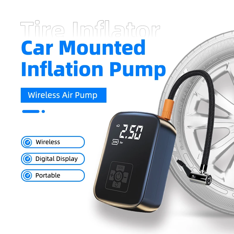 Car Mounted Wireless Air Pump Digital Display Inflation Pump Portable Tire Inflator for Electric Cars - Car Tire Tool
