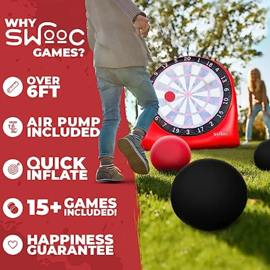 Games - Premium Inflatable Giant Kick Darts 15+ Ways to Play - Jumbo Soccer Dartboard with Air Pump - Big Carnival Games - Gian