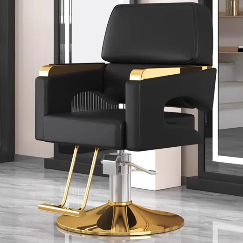 Luxury Black Barber Chair Luxury Personalized Professional Leg Rest Chair Swivel Advanced Adjustable Cadeira Salon Furniture