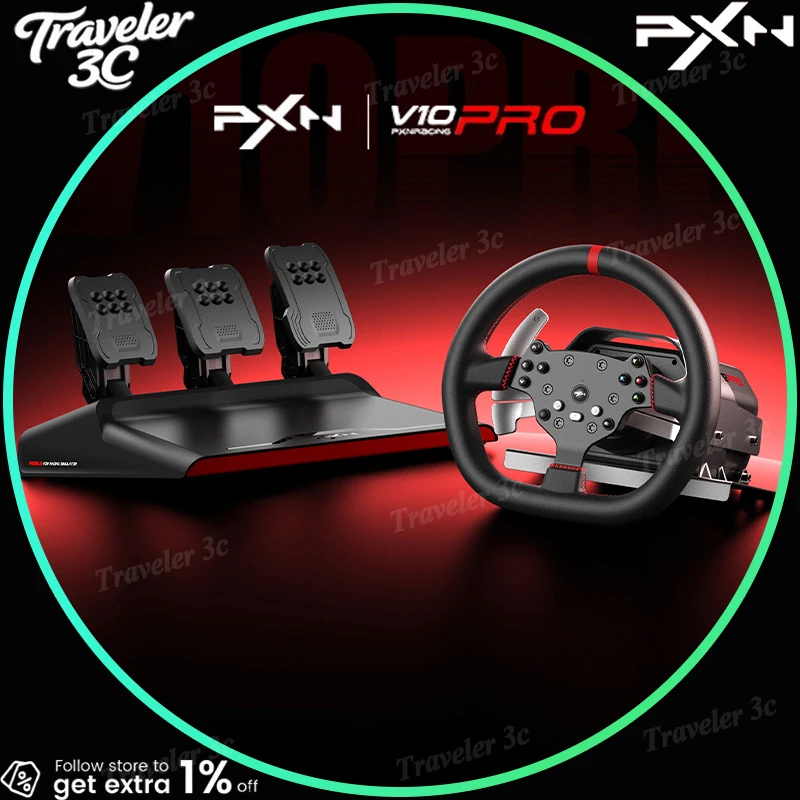 PXN V10 Pro Customized Gaming Car Simulator Racing Game Controller Pad Vibration Joysticks Gaming Steering Wheel For PC PS3