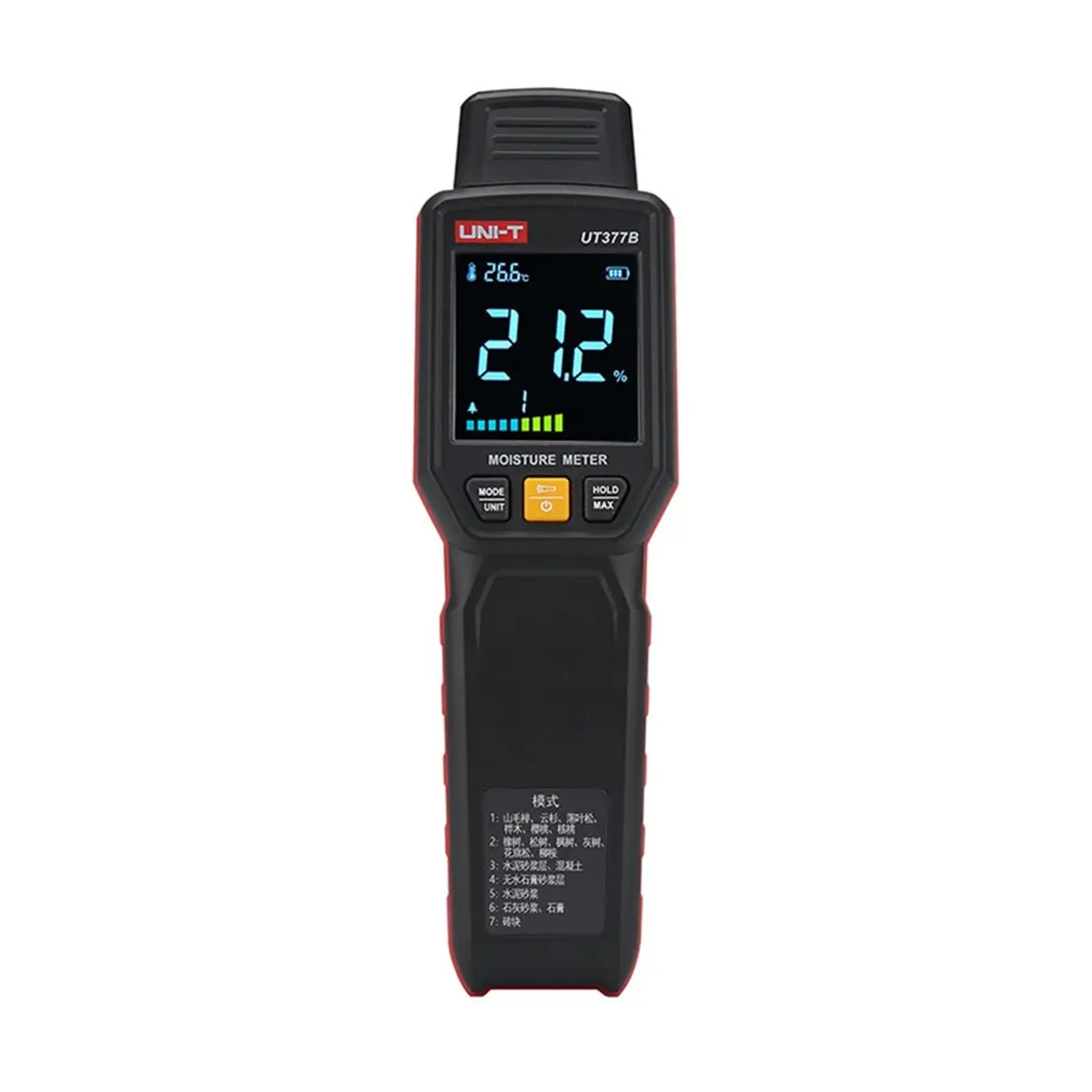 A26Z  UT377B Pin Moisture Meter Wood Humidity Tester Wood and Building Materials Measurement Timber Damp Detector LED
