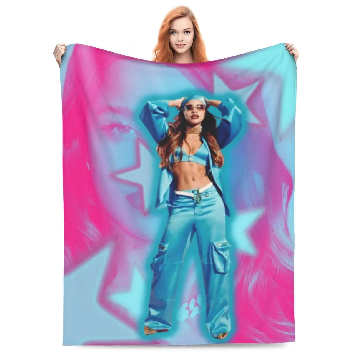 Custom E-Emilia Mernes Blankets Warm Flannel Mp3 Singer Poster Throw Blanket for Home Bedroom Sofa
