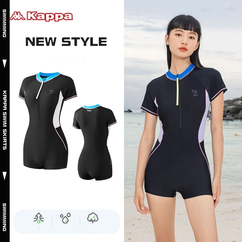 

Kapaa Women One Piece Professional Short Sleeve Competitive Outdoor Beach SwimSuit UV Protection Bathing Push Up SwimWear