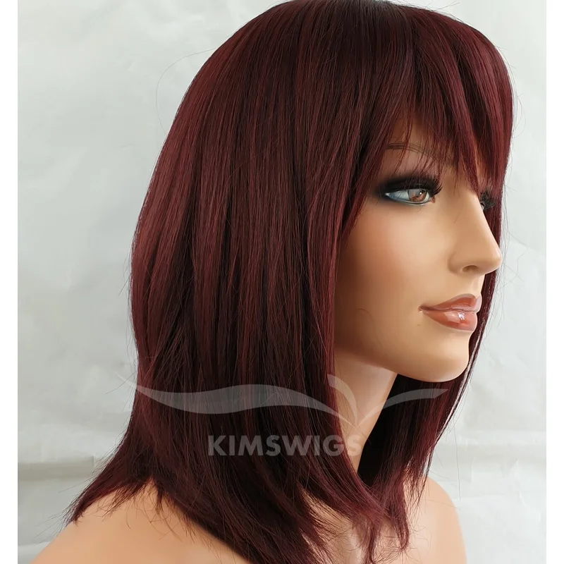 Burgundy Red Wig Women Razor Cut Shoulder Length Fashion Hair #99J