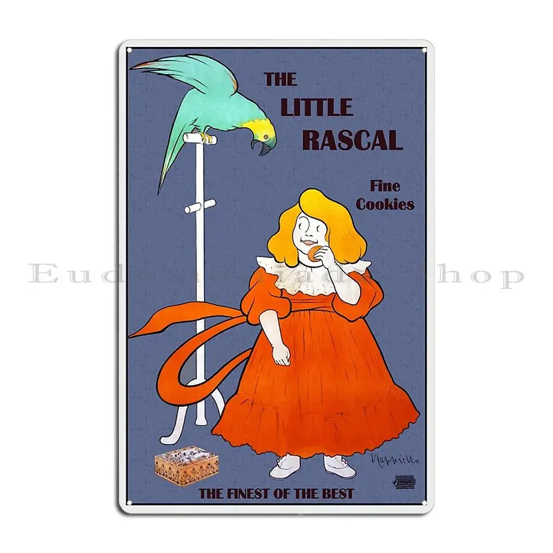 Vintage Little Girl Parrot Cookies Ad Leonetto Cappiello Metal Plaque Poster Funny Designing Club Printed Funny Tin Sign Poster