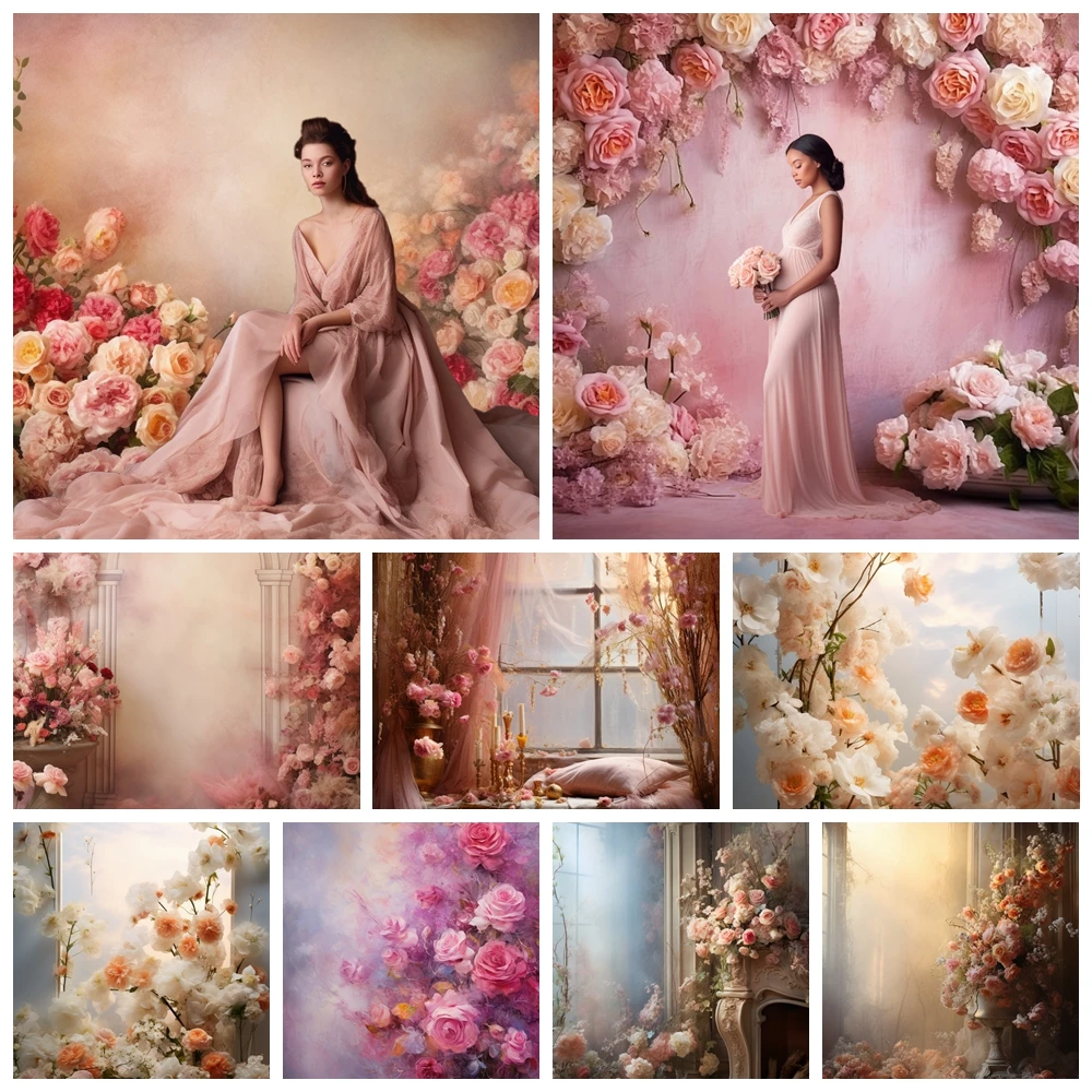 Natural Light Floral Fine Arts Backdrop For Photo Maternity Kids Adult Art Portrait Wedding Shower Background Studio Photography