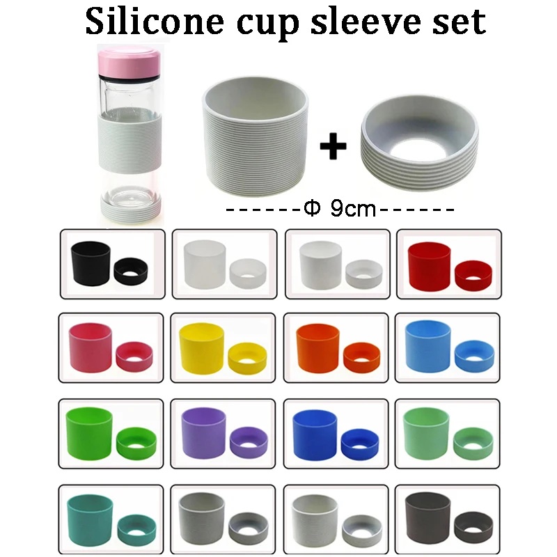 Juego de fundas para tazas de silicona de 9CM, cubiertas para tazas roscadas universales y cubiertas inferiores para tazas, aislamiento térmico, antideslizantes y resistentes al desgaste