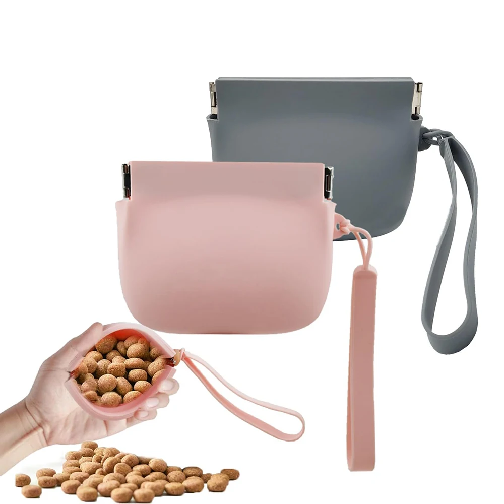 

Силиконовый мини-мешочек для лакомств для собак с функцией автоматического закрытия, портативный кармашек для перекусов для путешествий или использования на улице