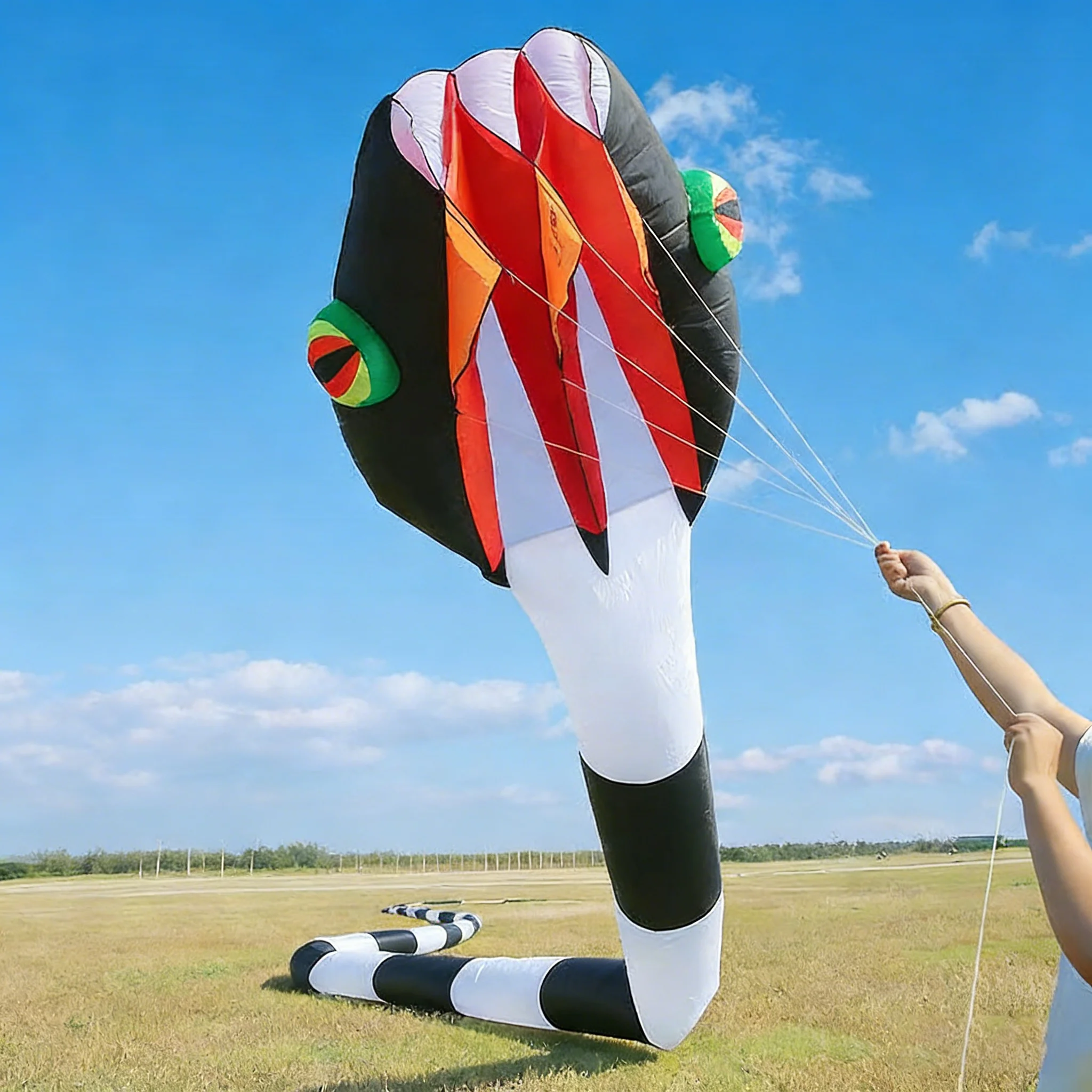 Striped Tubular Snake Kite, Soft Body Large Wind-Resistant Tear-Resistant Kite, Large Soft Body, Suitable for Outdoor