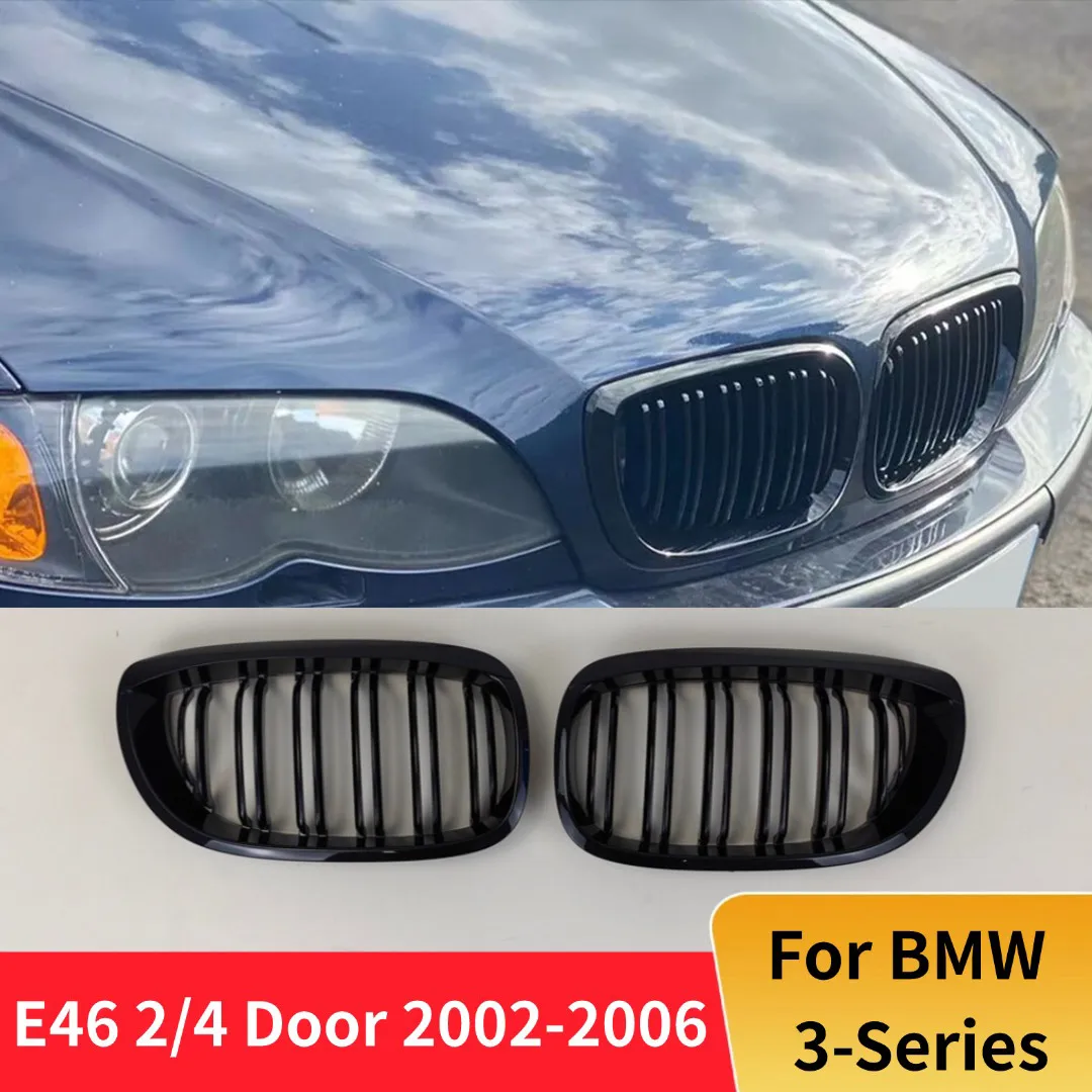 Rejilla frontal de entrada de aire para BMW E46 Serie 3 de 2/4 puertas 2002-06, negro brillante, accesorios de tuning, decoración de reequipamiento