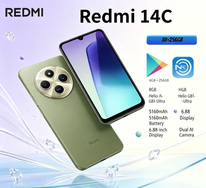Redmi 14C 2026 Official Authentic Mobile Phone 8+256GB High Storage Powerful Performance Redmi Series for Unmatched Usage