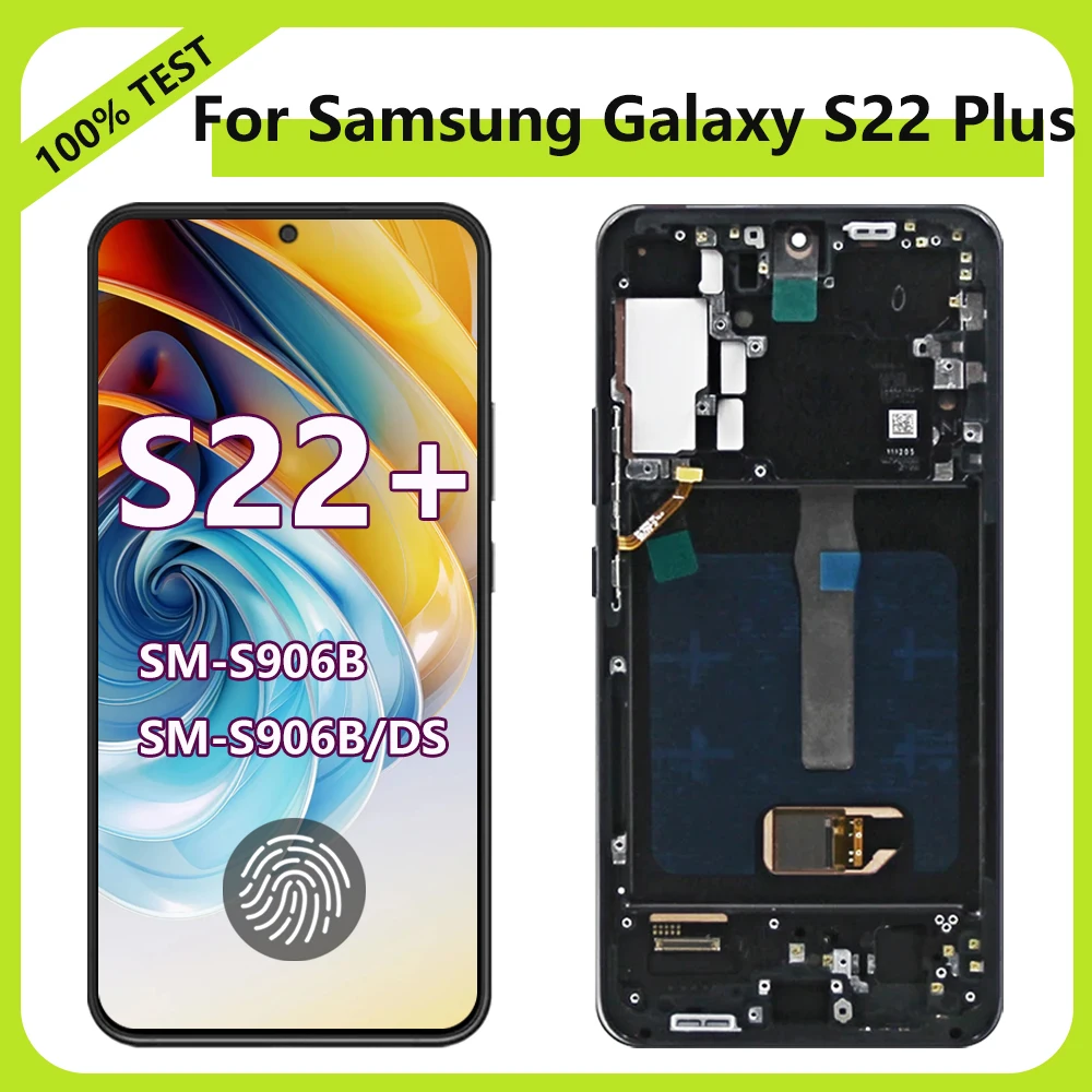 Super AMOLED S22+ 5G LCD Display Screen For Samsung Galaxy S22 Plus 5G S906B LCD Display with Touch Screen Digitizer  With Frame