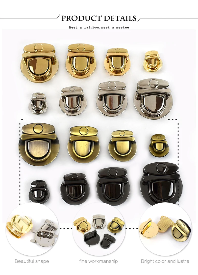 2/5Pcs Metal Turn Lock Snap Buckles for Handbag Women Bag Twist Locks Clasps Closure DIY Latch Buckle Hardware Accessories