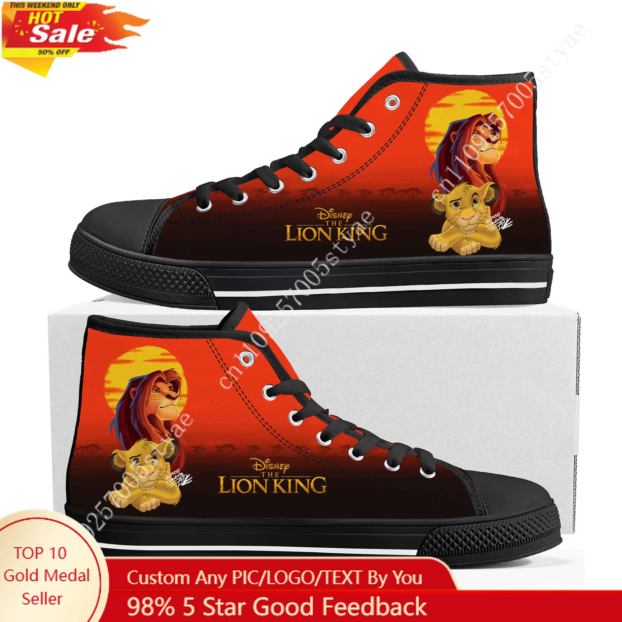 

Disney The Lion King Simba High Top High Quality Sneakers Mens Womens Canvas Sneaker Ghana Hiking Casual Shoes Custom Shoes