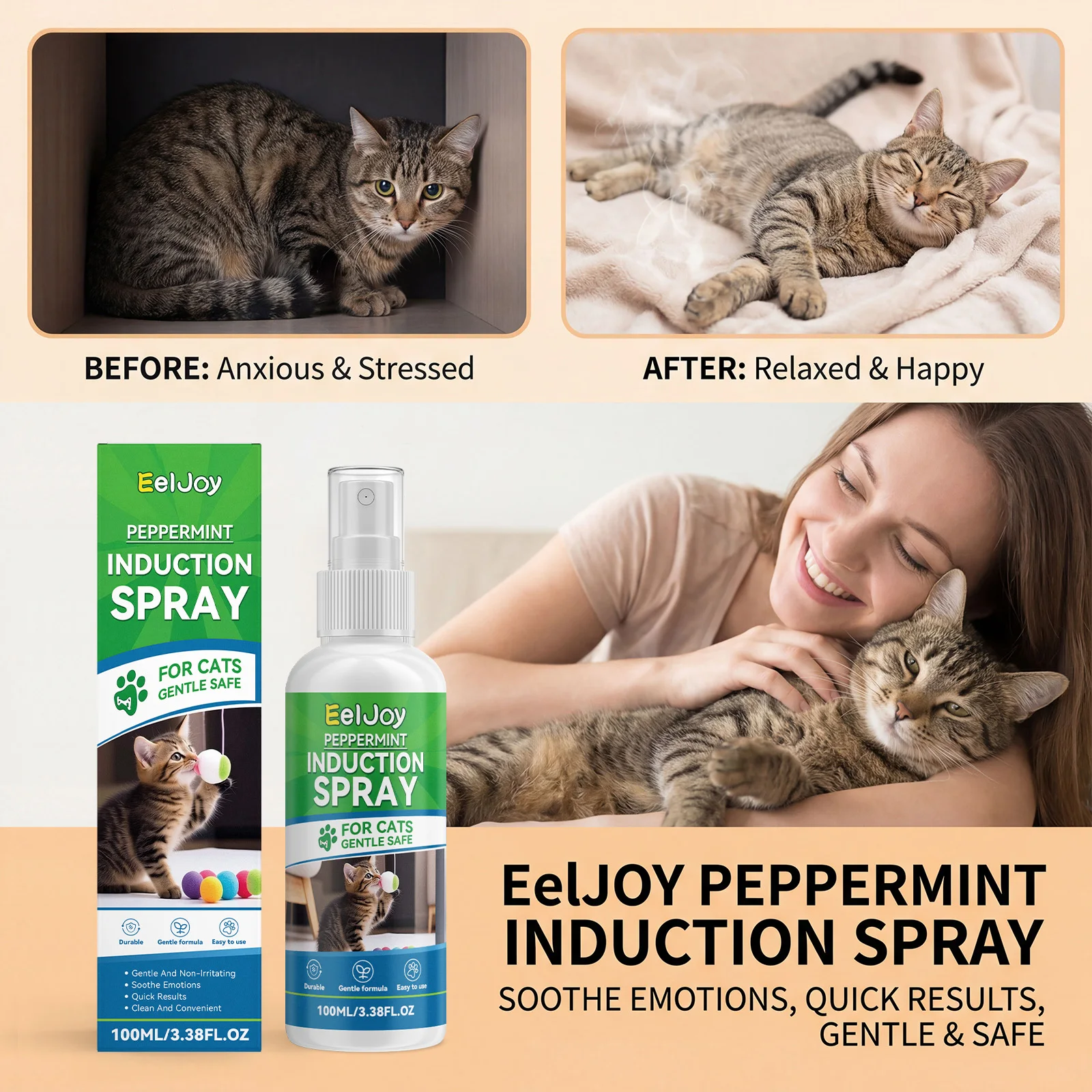 Natural Catnip Spray for Indoor Cats Induction Calming Relieve Stress Anxiety Mild Non-Irritating Cat Interactive Training Spray