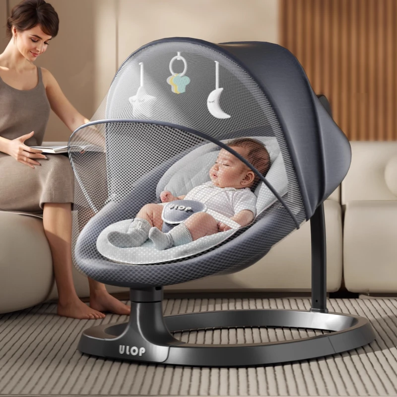 

Детские качели для младенцев 0-6 месяцев, автоматические детские качели для новорожденных, детское электрическое кресло-качалка, пульт дистанционного управления, время, легкий вес