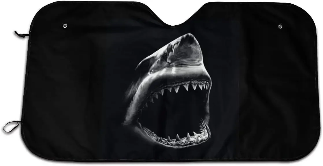 

Черный солнцезащитный козырек на лобовое стекло автомобиля Horror Shark, автомобильный солнцезащитный козырек для автомобиля, грузовика, внедорожника, блокировки лучей, солнцезащитный козырек, сохраняет автомобиль круто