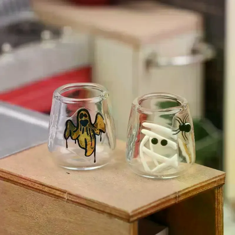 1/12 인형집 시뮬레이션 투명 유리컵 모델 인형집 미니 주방 장식 인형 집 할로윈 장면 장식 액세서리