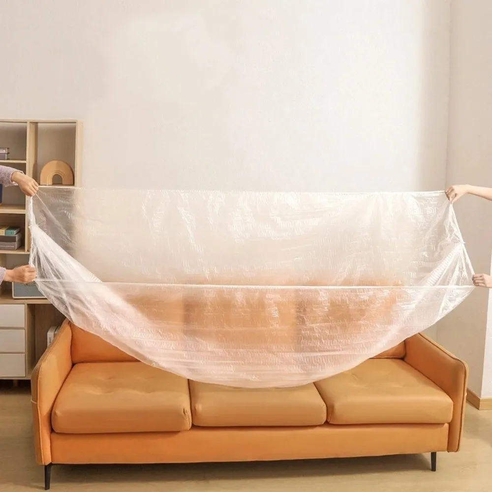 Transparent Disposable Dust Covers Waterproof Elastic Dust-proof Cover Large Size Drawstring Plastic Dust Film Home Renovation