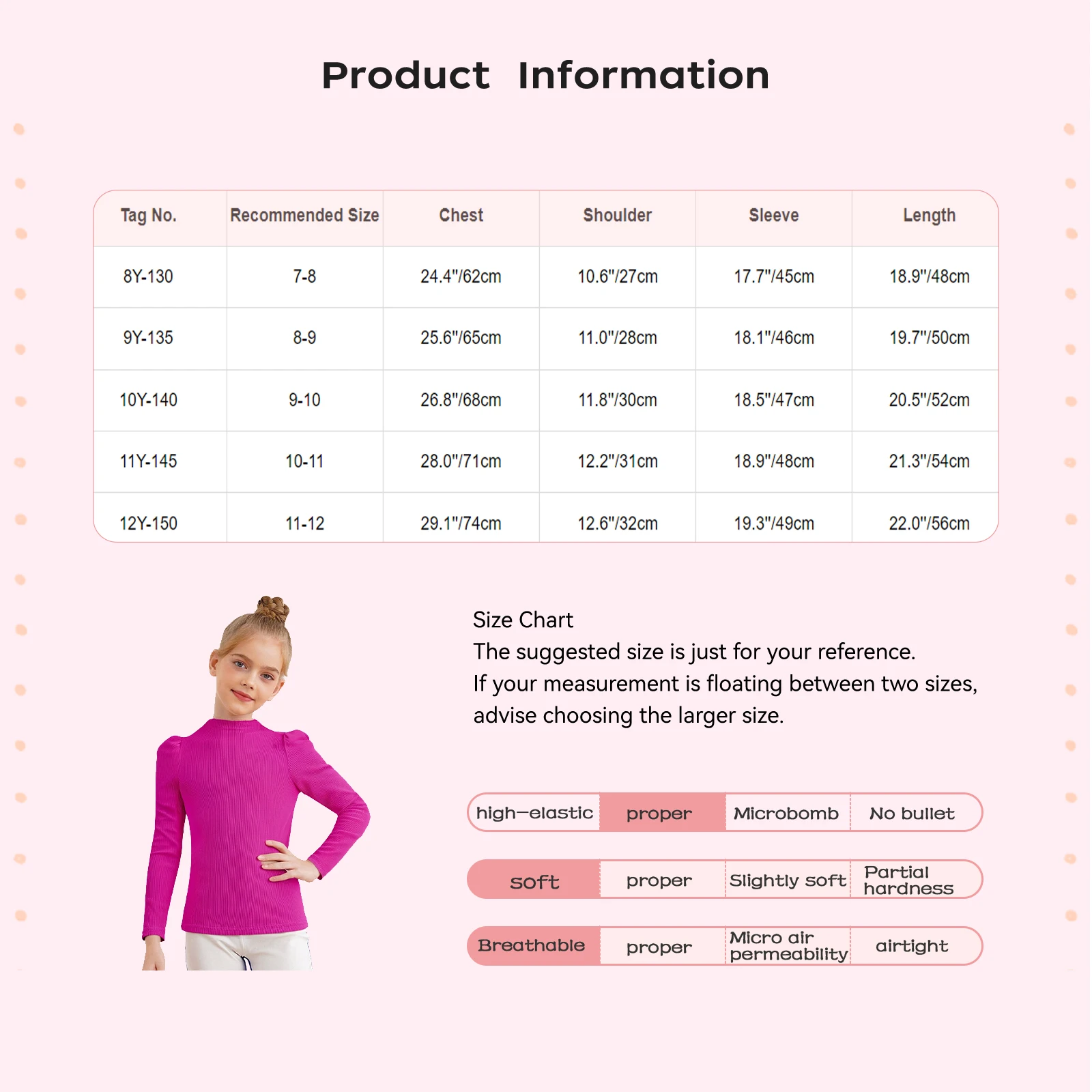 3Pcs Kids Girls Undershirt Ribbed Pullover Tops Spring Autumn Lettuce Trim Crew Neck Long Puff Sleeves T-shirt Casual Clothes