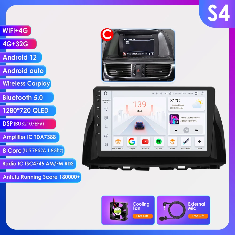 Hizpo 8Core Stereo Voor Mazda CX5 CX-5 CX 5 2012-2015 2 din Android Auto Radio Multimedia Audio CarPlay GPS 4G WIFI DSP RDS