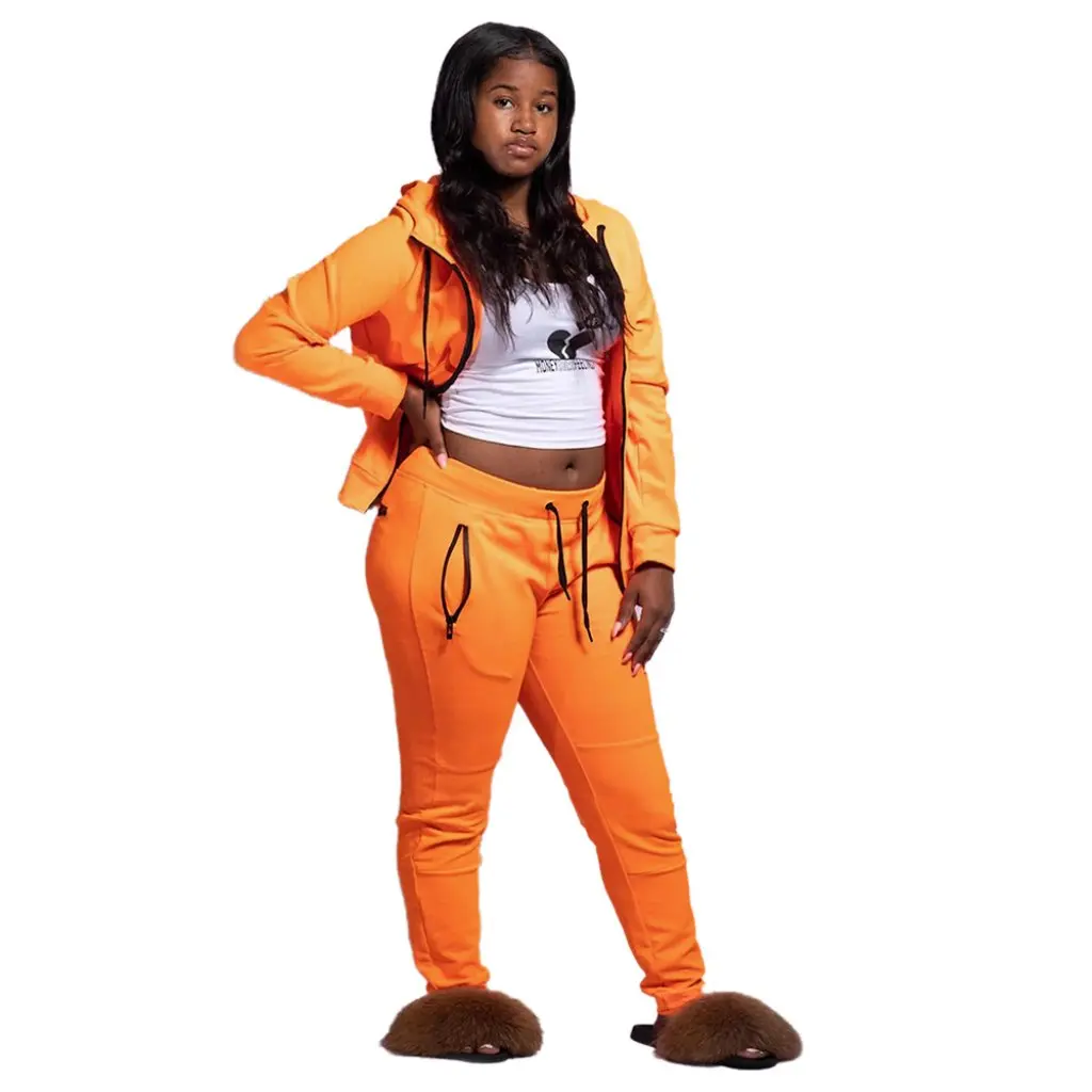 

Women's Solid Color Hooded Sports Suit Casual Loose Fashion European American Style H177 Clothing Set