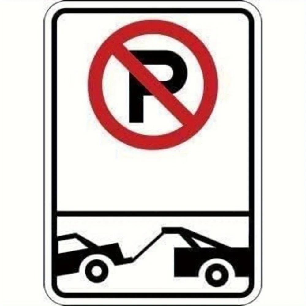 Vintage Metal No Parking Sign, 8x12 Inch Heavy Duty Garage Decor with Tow Away Symbol for Driveway, Home Wall Art