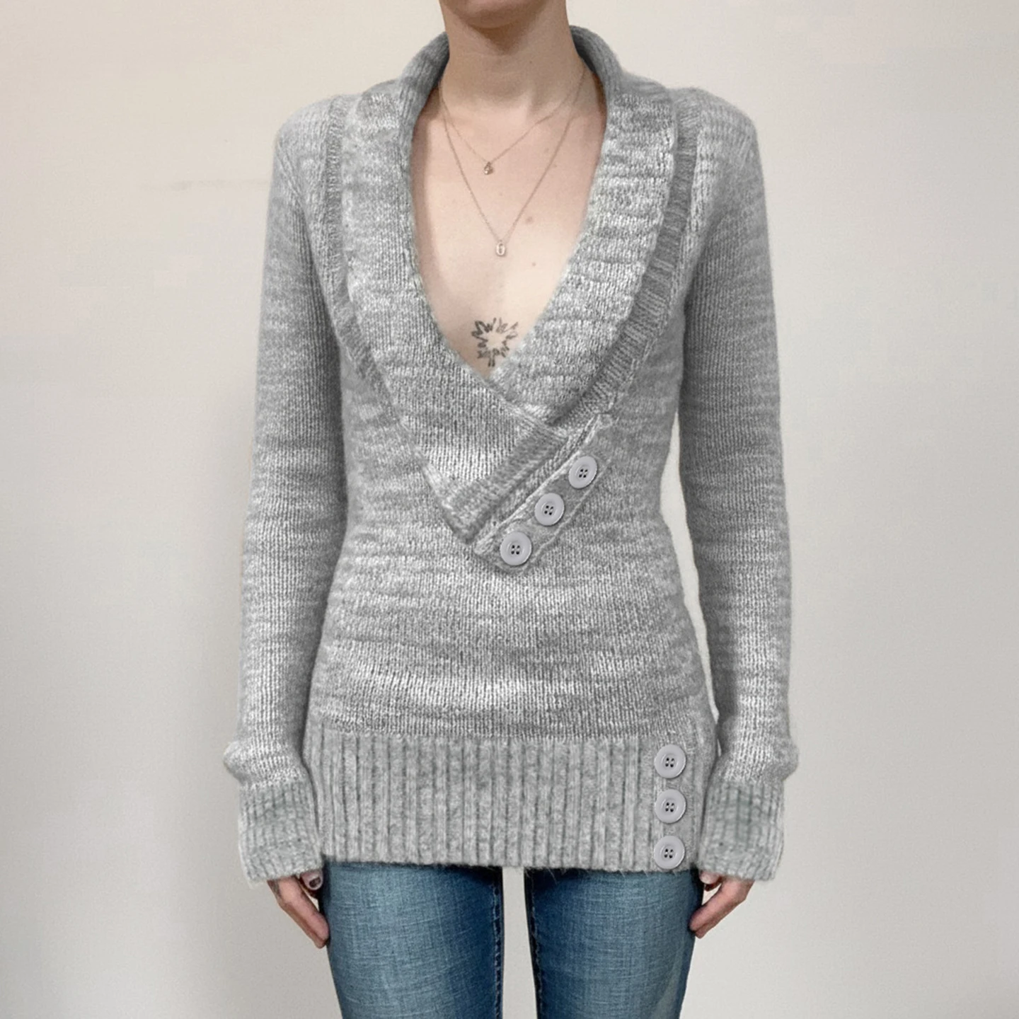 

Винтажные облегающие вязаные свитера, повседневные однотонные пуловеры с глубоким v-образным вырезом и длинными рукавами, женские пуловеры 202, осень-зима, модная уличная одежда