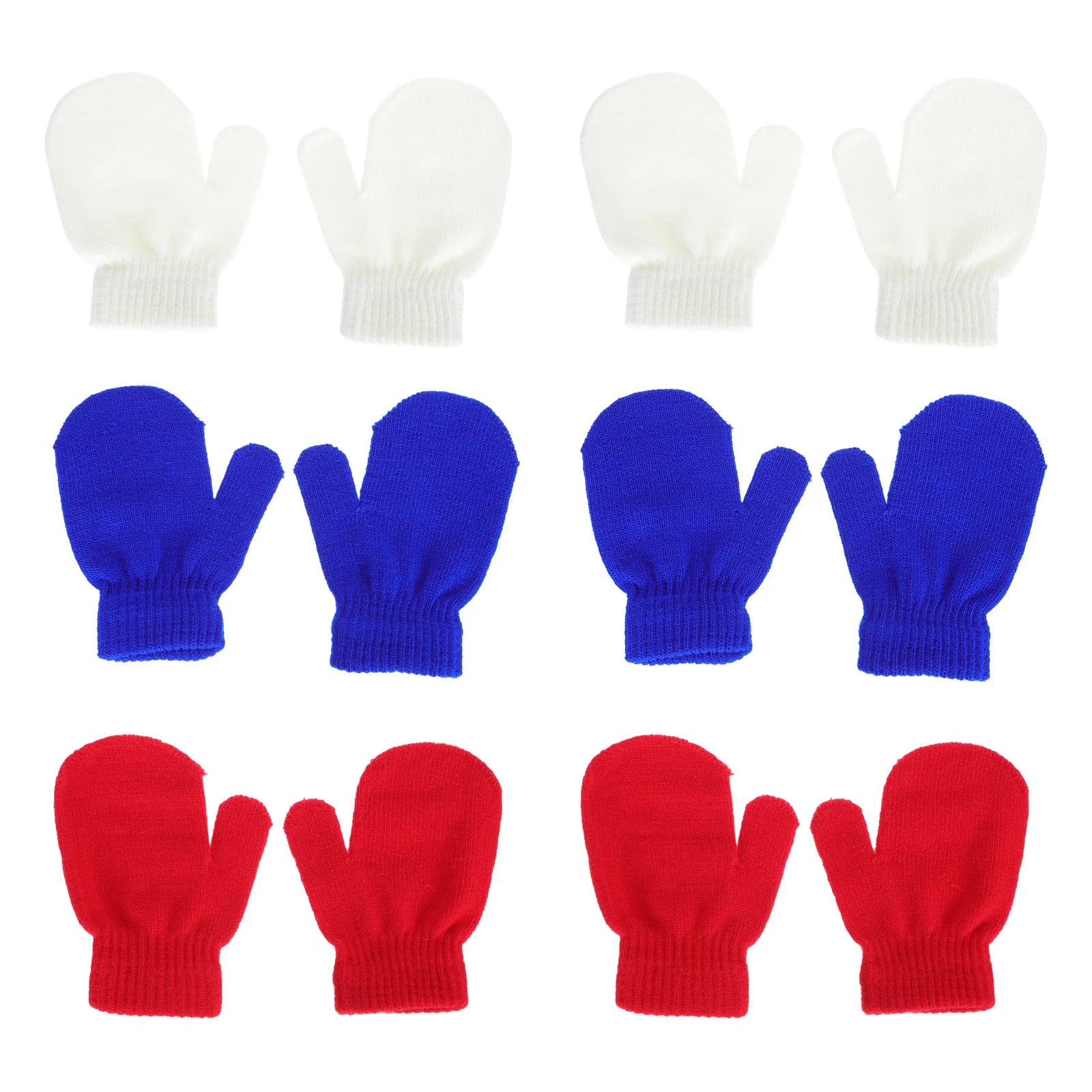 

6Pairs Warm Winter Mittens Kids Knitted Craft Mittens Full Finger Coverage Practical and Pretty Kids Knitted Gloves