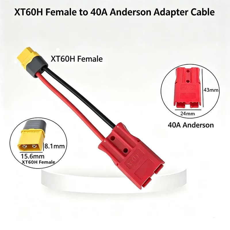 XT60H to 40A Anderson Adapter Cable, Soft Silicone Wire for Battery Charging