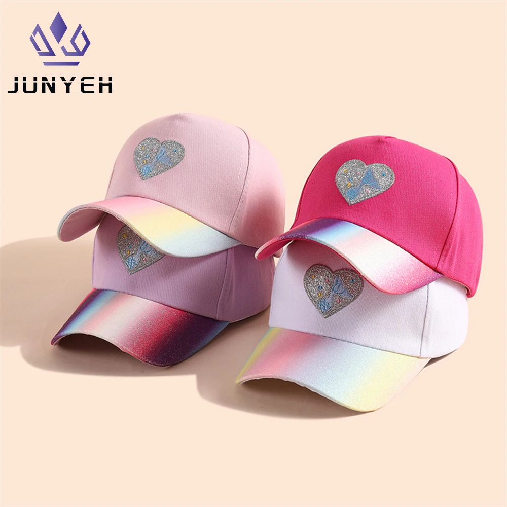 Child Love Heart Baseball Caps Embroidery Visor Hats Casual Baby Sun Hat Versatile Snapback Cap For Kids 3-10 Years