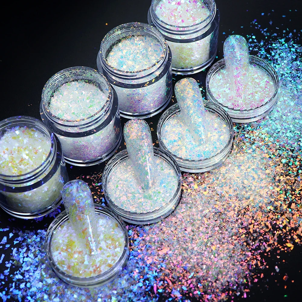 AB – flocons de paillettes irrégulières pour décoration des ongles, paillettes brillantes Ultra-fines, aurore sirène, accessoires de manucure à pression