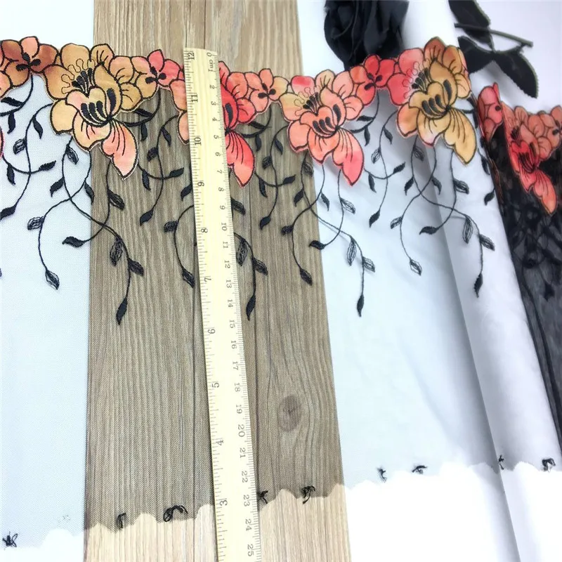 Colors Flower Print Tulle Lace Trim DIY Sexy Lingerie Sewing Materials Black Mesh Embroidery Lace Fabrics for Underwear Crafts