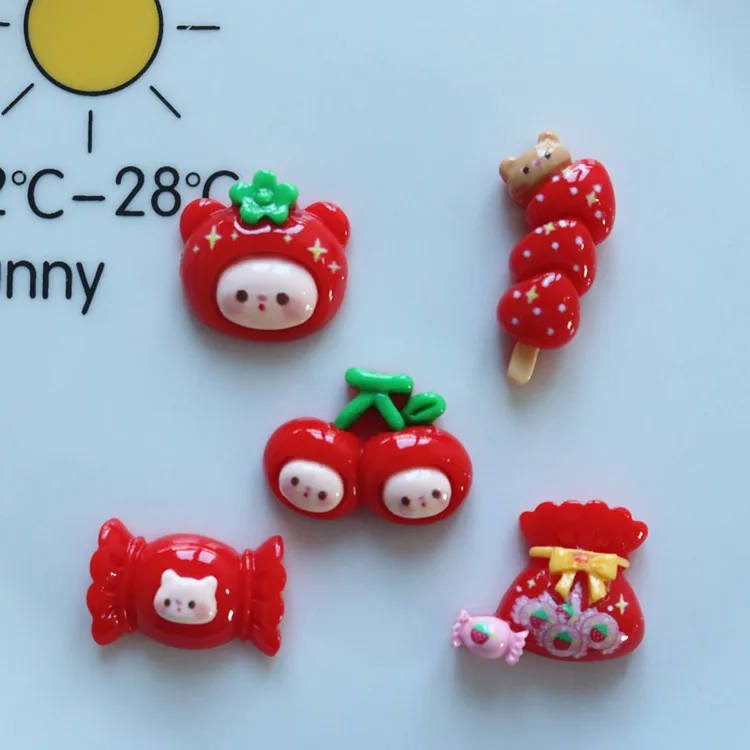 

5 шт. милая серия miniso red candy cherry cartoon резиновые кабошоны из смолы материалы для поделок diy Подвески для изготовления украшений