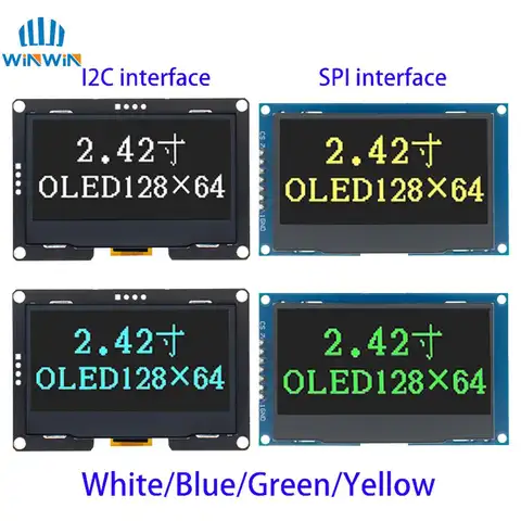 Podazz 2,42 Inch OLED-display – 128x64 Pixels, SSD1309, IIC/SPI – Wit, Voor Hobbyprojecten
